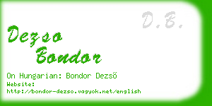 dezso bondor business card